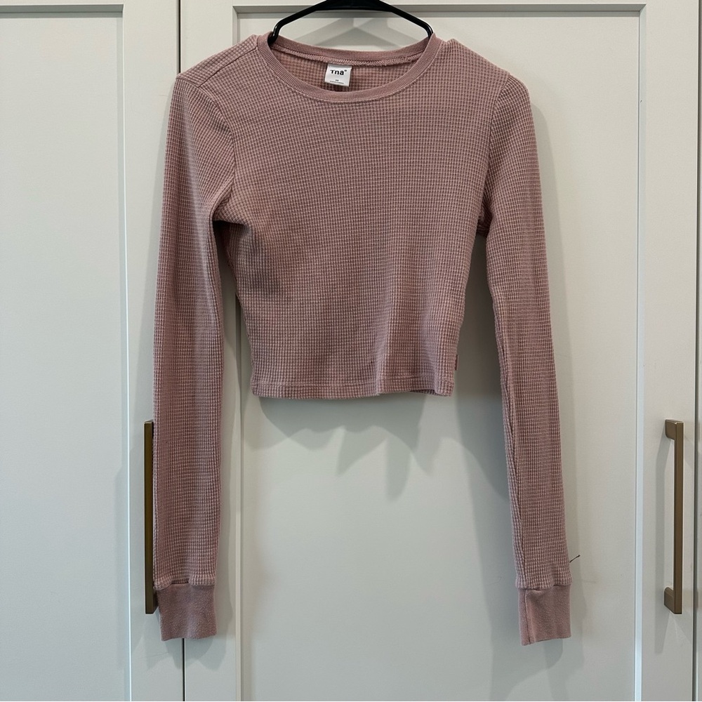 TNA Mauve Long Sleeve Crop Top